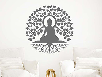 Wandtattoo Wohnzimmer Yoga Frau Schneidersitz Silhouette - TenStickers