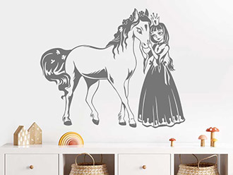 Wandtattoo Prinzessin mit Pony