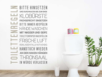 Wandtattoo Toilettenregeln WC