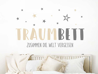 Wandtattoo Traumbett mit Sternen