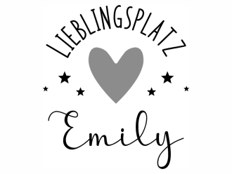 Wandtattoo Lieblingsplatz mit Herz und Name Motivansicht