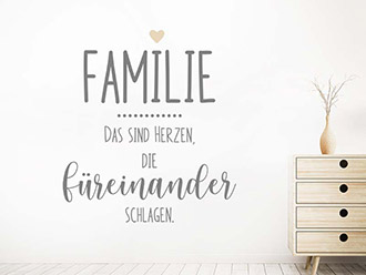 Wandtattoo Familienherzen