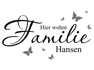 Wandtattoo Familie mit Name und Schmetterlingen Motivansicht