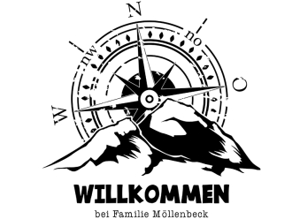 Wandtattoo Willkommen mit Kompass und Name Motivansicht