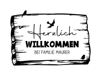 Wandtattoo Willkommen Schild mit Name Motivansicht