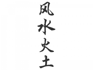 Wandtattoo Chinesisches Zeichen Wind, Wasser, Feuer, Erde Motivansicht