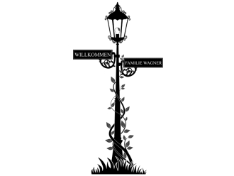 Wandtattoo Straßenlaterne mit Familienname Motivansicht