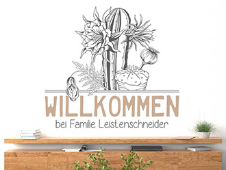 Wandtattoo Blumenbouquet Willkommen