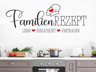 Wandtattoo Familienrezept mit Herzen