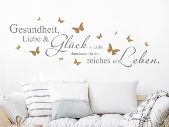 Wandtattoo Gesundheit Liebe und Glück