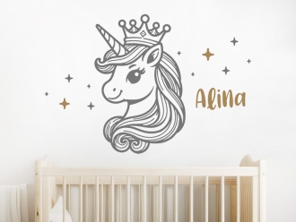 Wandtattoo Einhorn Prinzessin mit Name