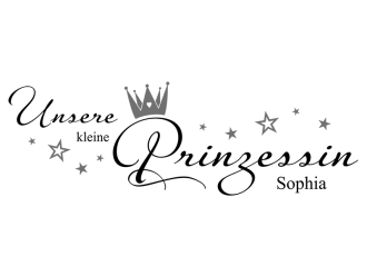 Wandtattoo Unsere kleine Prinzessin mit Name Motivansicht