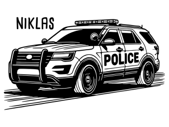 Wandtattoo Polizeifahrzeug mit Name Motivansicht