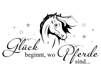 Wandtattoo Glück beginnt wo Pferde sind Motivansicht