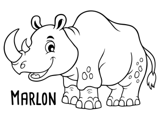 Wandtattoo Nashorn mit Wunschname Motivansicht