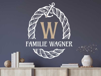Wandtattoo Maritimes Ornament mit Familiennamen
