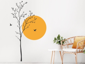 Wandtattoo Schmaler Baum mit Sonne