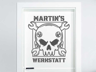 Wandtattoo Türschild Werkstatt mit Name