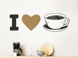 Wandtattoo I love coffee mit Herz