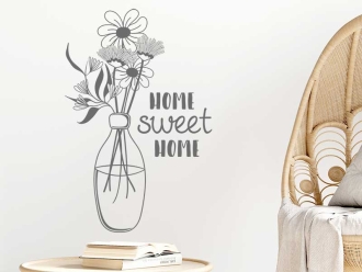 Wandtattoo Blumenvase Home sweet home
