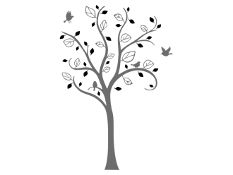 Wandtattoo Geschwungener Baum mit Vögeln Motivansicht