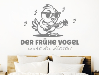 Wandtattoo Der frühe Vogel rockt