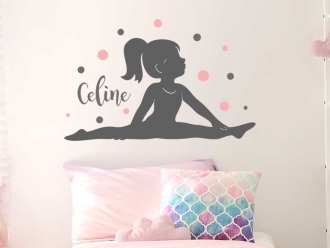 Wandtattoo Süße Turnerin mit Wunschname