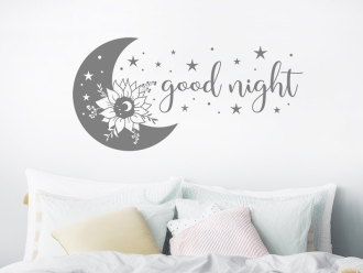 Wandtattoo Good Night Mond mit Sternen