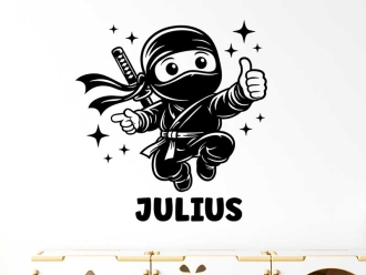 Wandtattoo Kleiner Ninja mit Wunschname