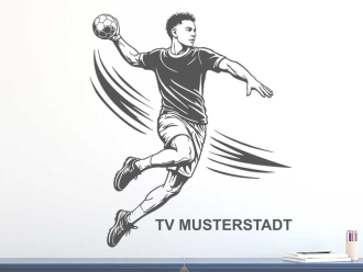Wandtattoo Handballspieler mit Vereinsname