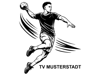 Wandtattoo Handballspieler mit Vereinsname Motivansicht