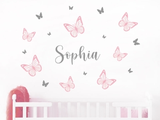 Wandtattoo Schmetterlinge Set mit Wunschname
