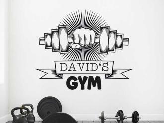 Wandtattoo Gym mit Hantel und Name
