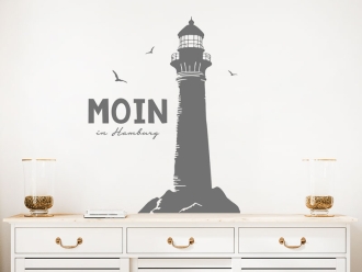 Wandtattoo Moin Leuchtturm mit Wunschname