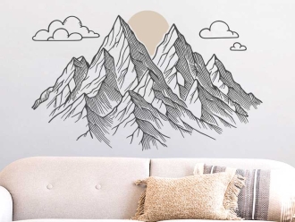 Wandtattoo Moderne Berglandschaft mit Sonne