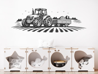 Wandtattoo Landschaft mit Traktor