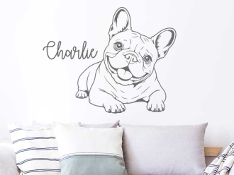 Wandtattoo Frenchie mit Wunschname