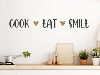 Wandtattoo Cook Eat Smile