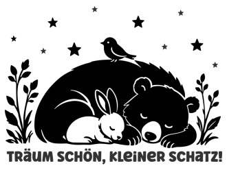 Wandtattoo Schlafender Bär mit Häschen Motivansicht