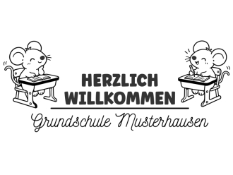 Wandtattoo Grundschule mit niedlichen Mäusen Motivansicht