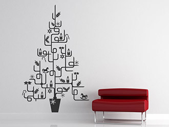 Wandtattoo Moderner Weihnachtsbaum