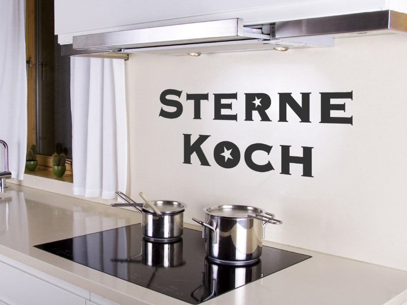 Wandtattoo Spruch Sterneküche Küche kochen Koch Köchin Stern Sterne 60x20 cm 