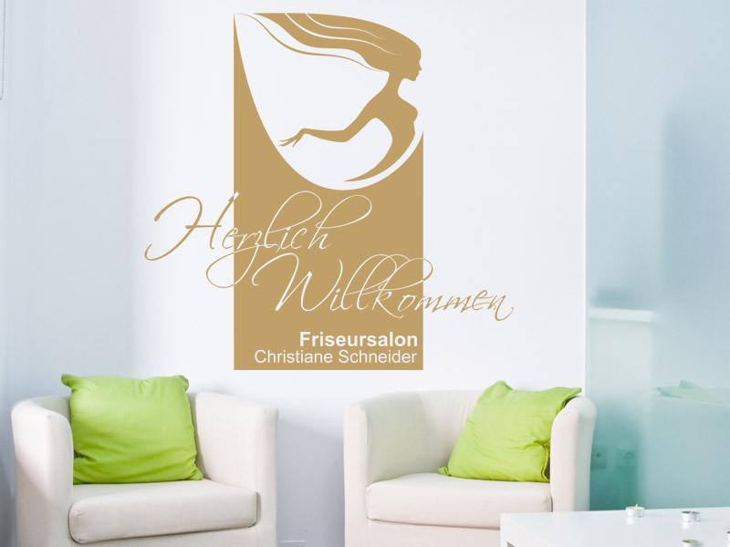 Wandtattoo Herzlich Wandbanner Willkommen Friseur