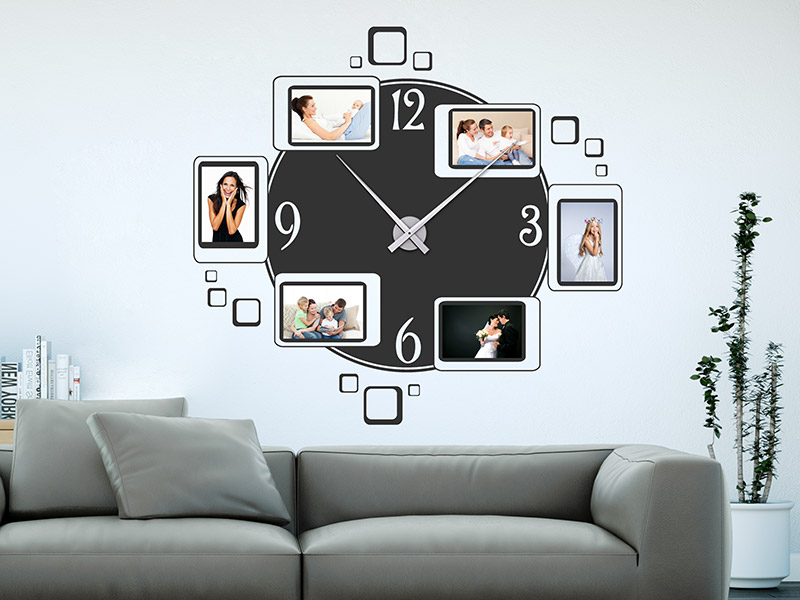 Wandtattoo Uhr mit Fotorahmen