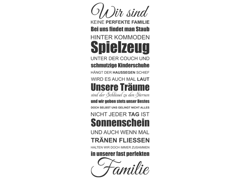 Wandtattoo Wir sind keine perfekte Familie... Wandtattoos.de