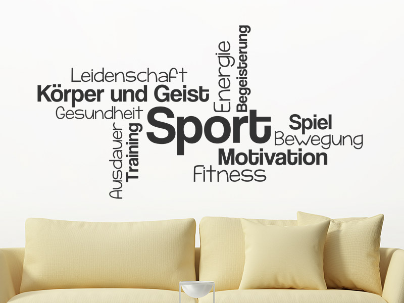 Wandtattoo Wortwolke Sport