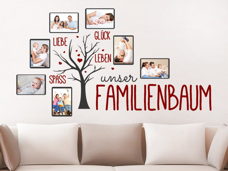 Wandtattoo Unser Familienbaum mit Fotorahmen