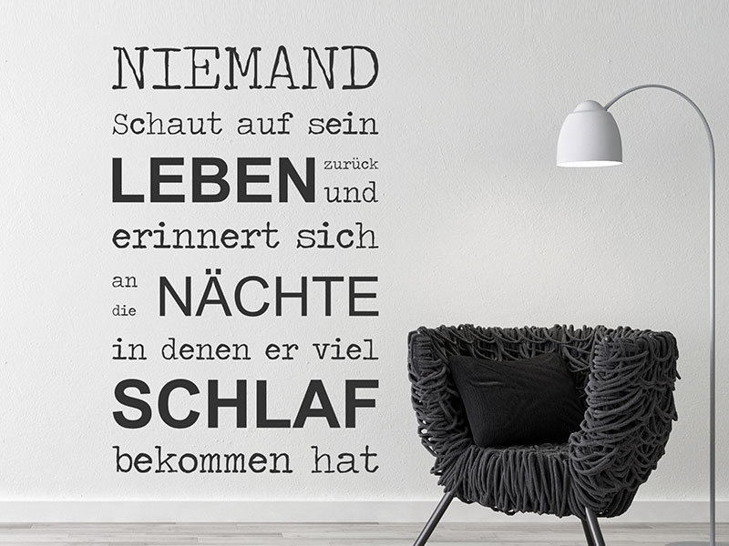 Wandtattoo Niemand schaut auf sein Leben zurück Wandtattoos.de