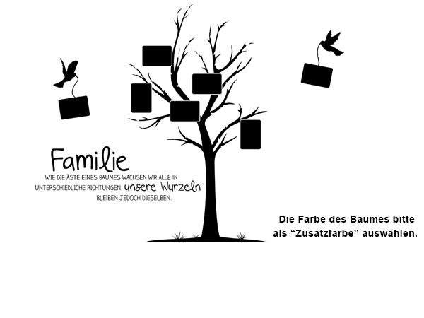 Wandtattoo Fotobaum Familie mit Familienspruch Wandtattoos.de