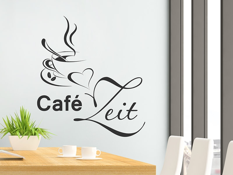 Wandtattoo Café Zeit mit Herz